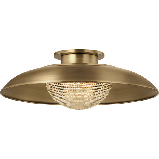 Braxton Semi Flush by Troy in patina brass. Made from steel in a unique style.