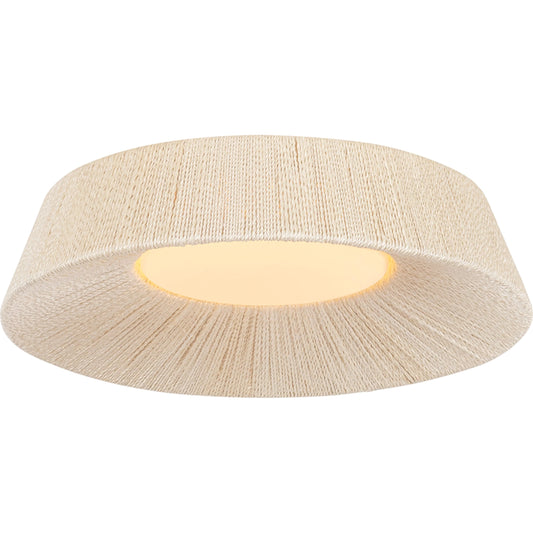 Kenton Flush Mount by Troy in vintage gold leaf. Made from natural woven, bleached abaca rope in a unique style.