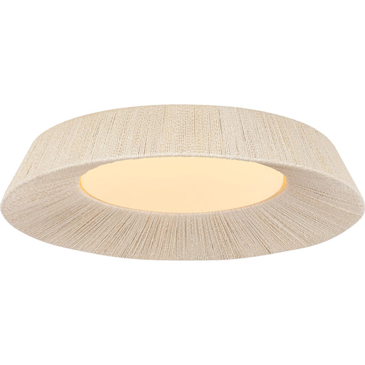 Kenton Flush Mount by Troy in vintage gold leaf. Made from natural woven, bleached abaca rope in a unique style.