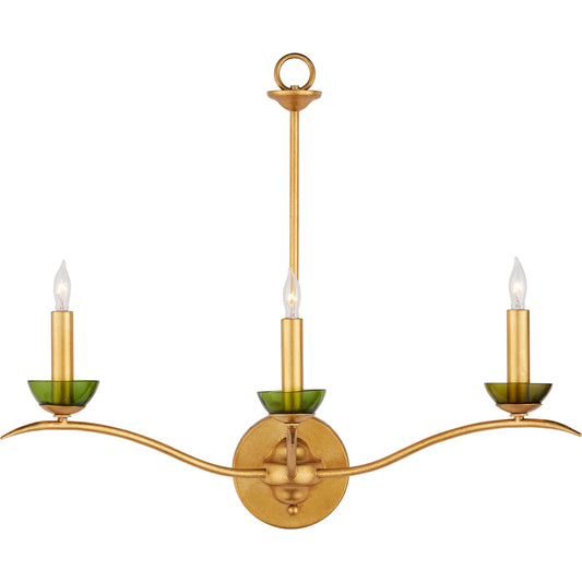 Flannery Wall Sconce by Currey and Company in contemporary gold leaf, green. Made from wrought iron, recycled bottle glass in a modern style.
