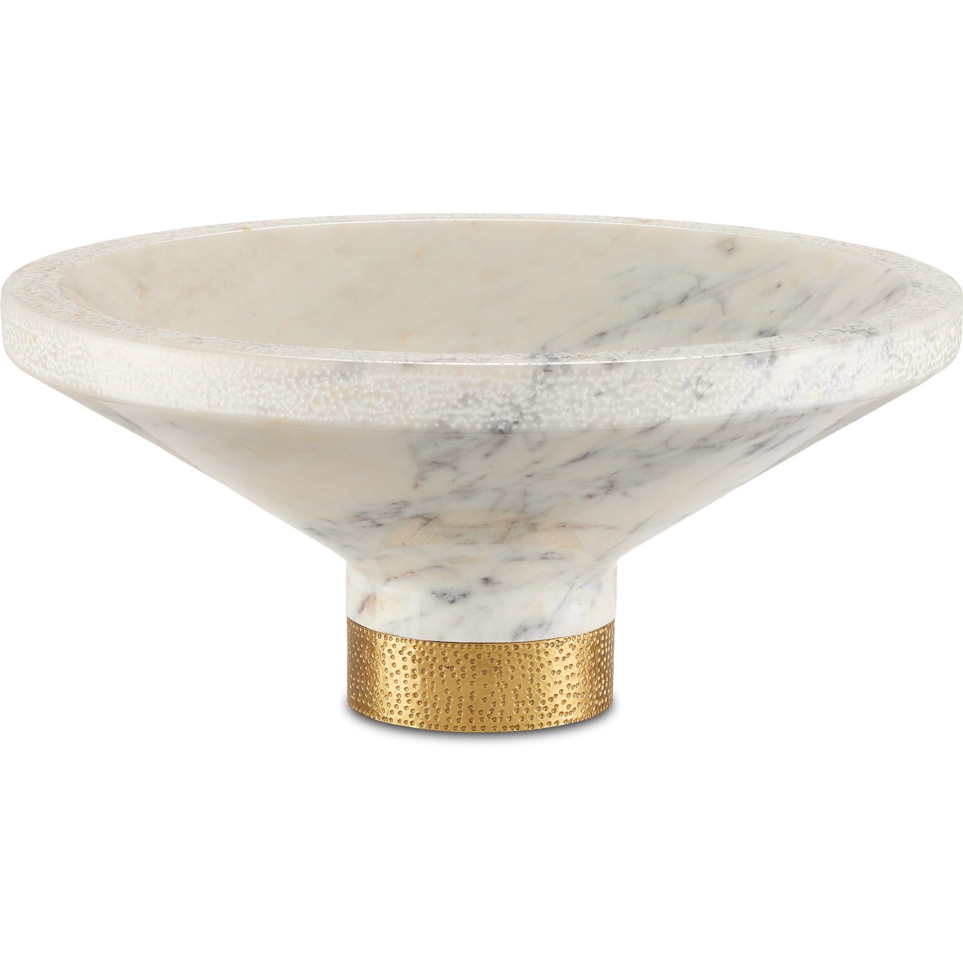 Vincent Marble Bowl by Currey and Company in black, brass. Made from marble, brass in a modern style.