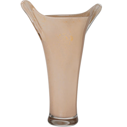 Tamara Tall Vase by Currey and Company in soft peach, gold. Made from glass, gold powder in a modern style.