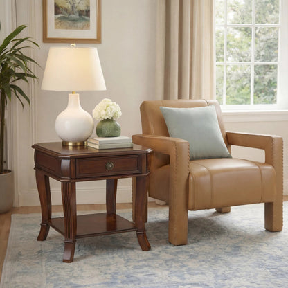 Brookhaven End Table by Hooker Furniture in cherry. Made from cherry veneers in a traditional style.