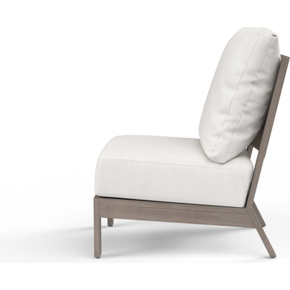Laguna Outdoor Armless Club in Canvas Flax by Sunset West in driftwood. Made from aluminum in a modern style.
