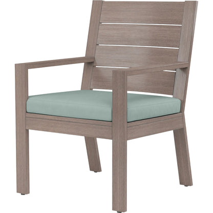 Laguna Outdoor Dining Chair by Sunset West in browns. Made from aluminum in a modern style.
