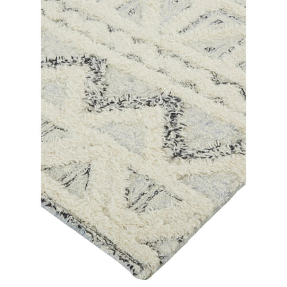 Anica Transitional Geometric Rug - 8007F by Feizy in ivory, black. Made from wool in a unique style.