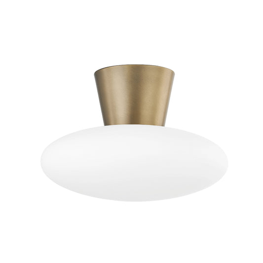 Brody Flush Mount by Troy in patina brass. Made from glass in a modern style.