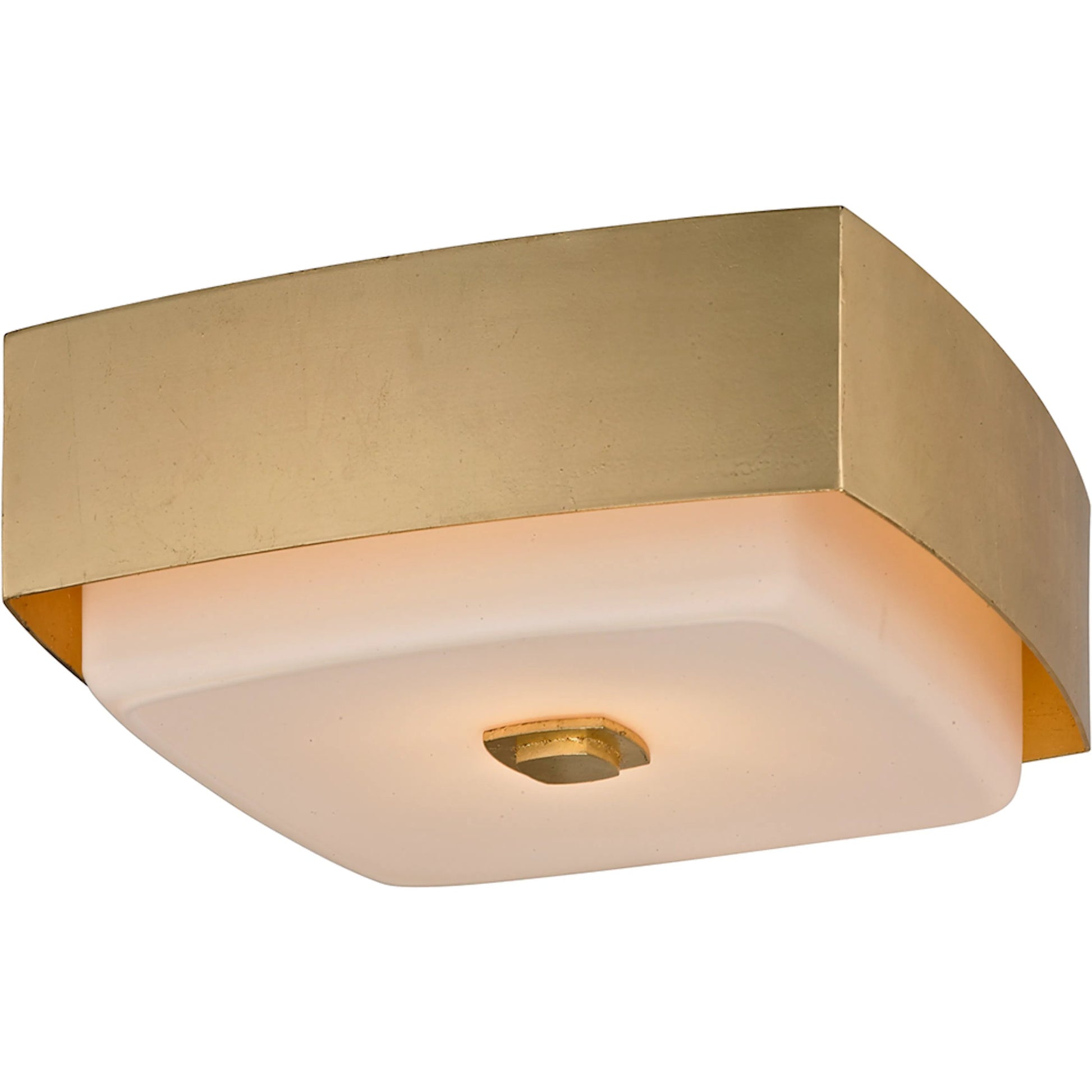 Allure Square Flush Mount by Troy in gold leaf. Made from hand worked iron in a modern style.