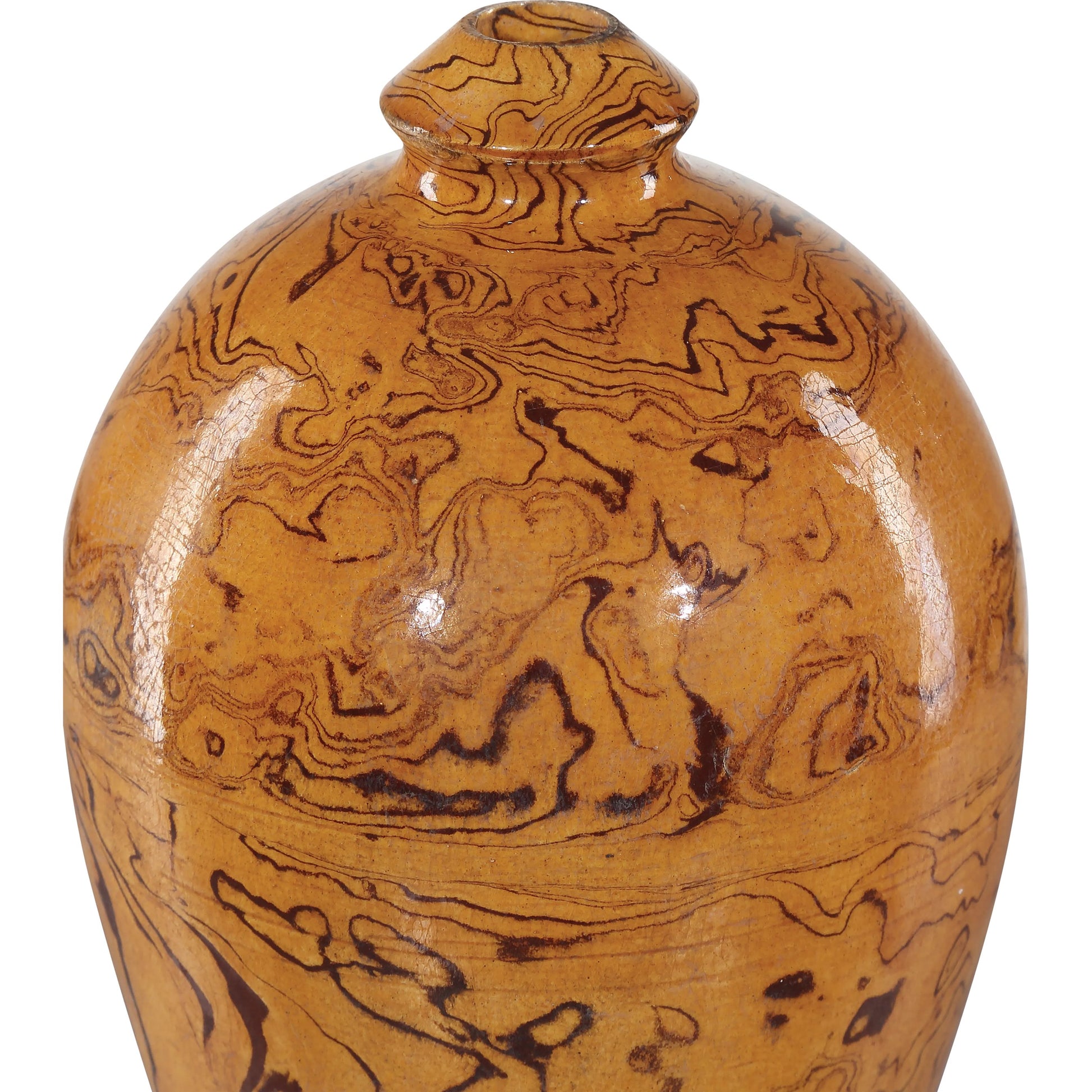 Romulus Vase Set by Currey and Company in yellow, brown. Made from porcelain in a modern style.