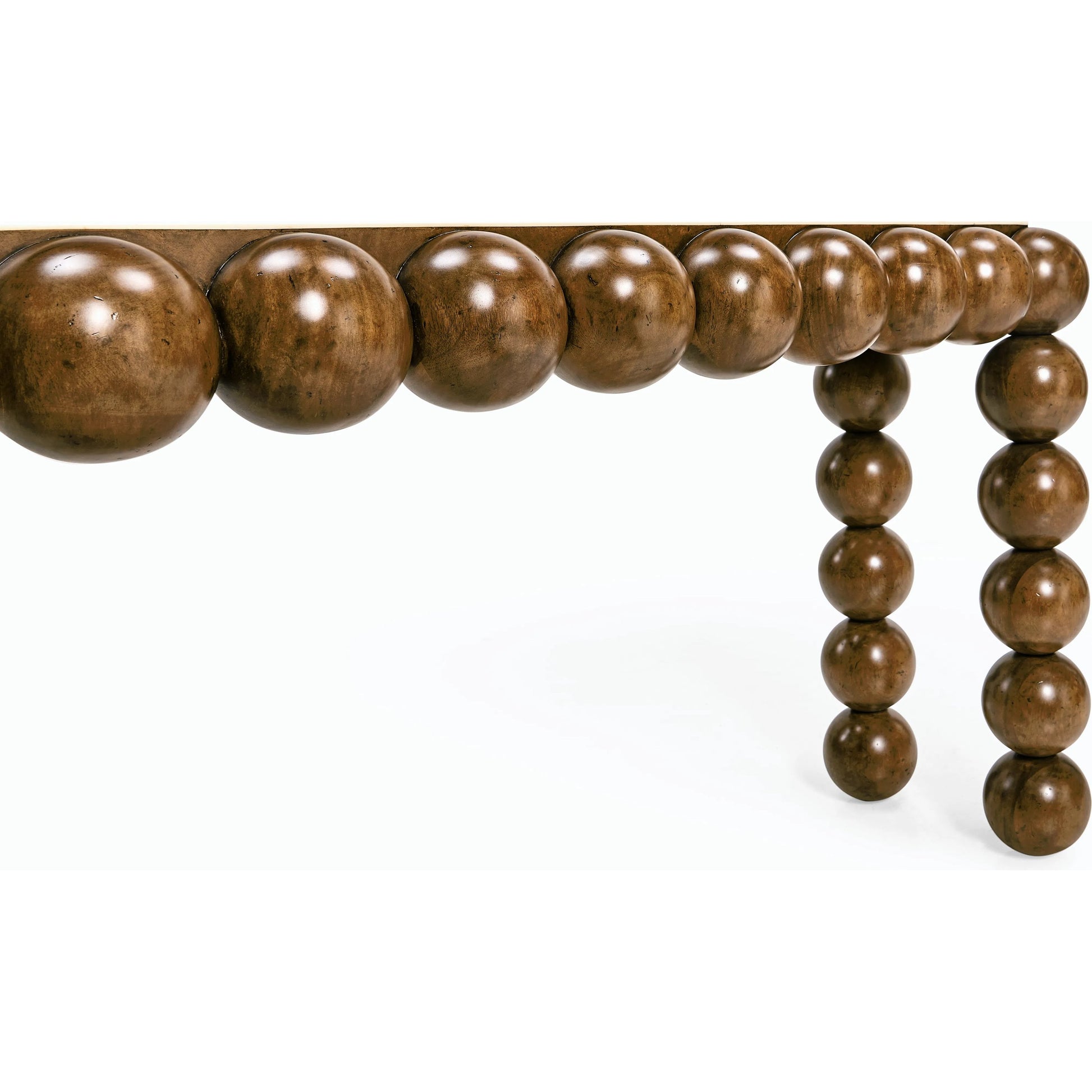 Orb Console Table by Jonathan Charles in brown and medium brown mahogany. Made from mahogany veneers, faux bone in a modern style.