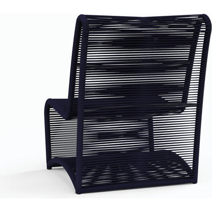 Milano Outdoor Armless Club Chair by Sunset West. Made from olefin rope in a coastal style.