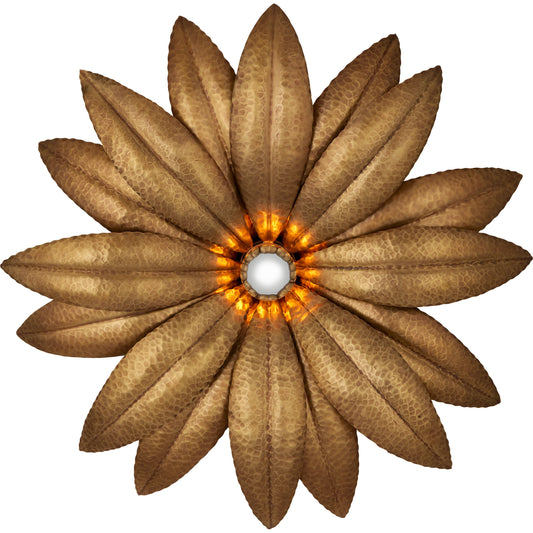 Alithea Single Wall Sconce by Currey and Company in antique brass. Made from brass in a modern style.