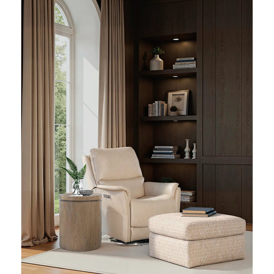 Soiree Zero Gravity Swivel w/Power Headrest and Lumbar by Hooker Furniture in beige. Made from leather in a modern style.