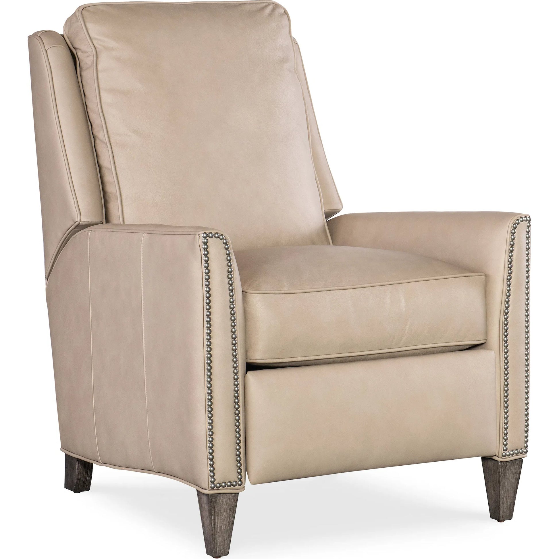 Christopher Recliner by Bradington-Young by Hooker Furniture in stone. Made from leather in a unique style.