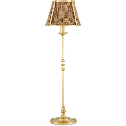 Deauville Table Lamp by Currey and Company in polished brass, natural. Made from metal, seagrass in a cottage & farmhouse style.
