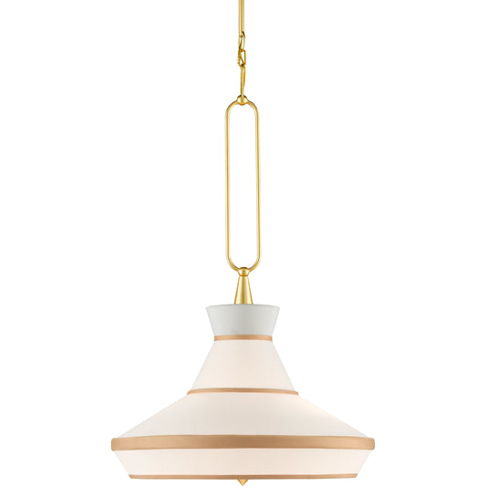 Perth Pendant by Currey and Company in gold leaf, white. Made from metal, fabric in a unique style.