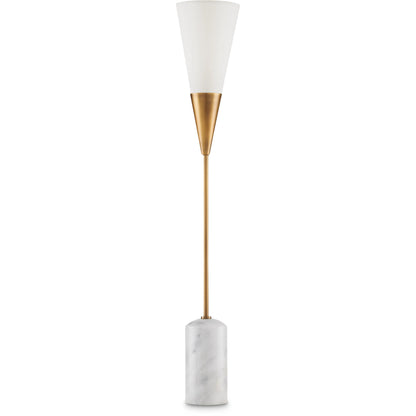 Martini Torchiere Table Lamp by Currey and Company in brushed brass, black. Made from metal, marble in a modern style.