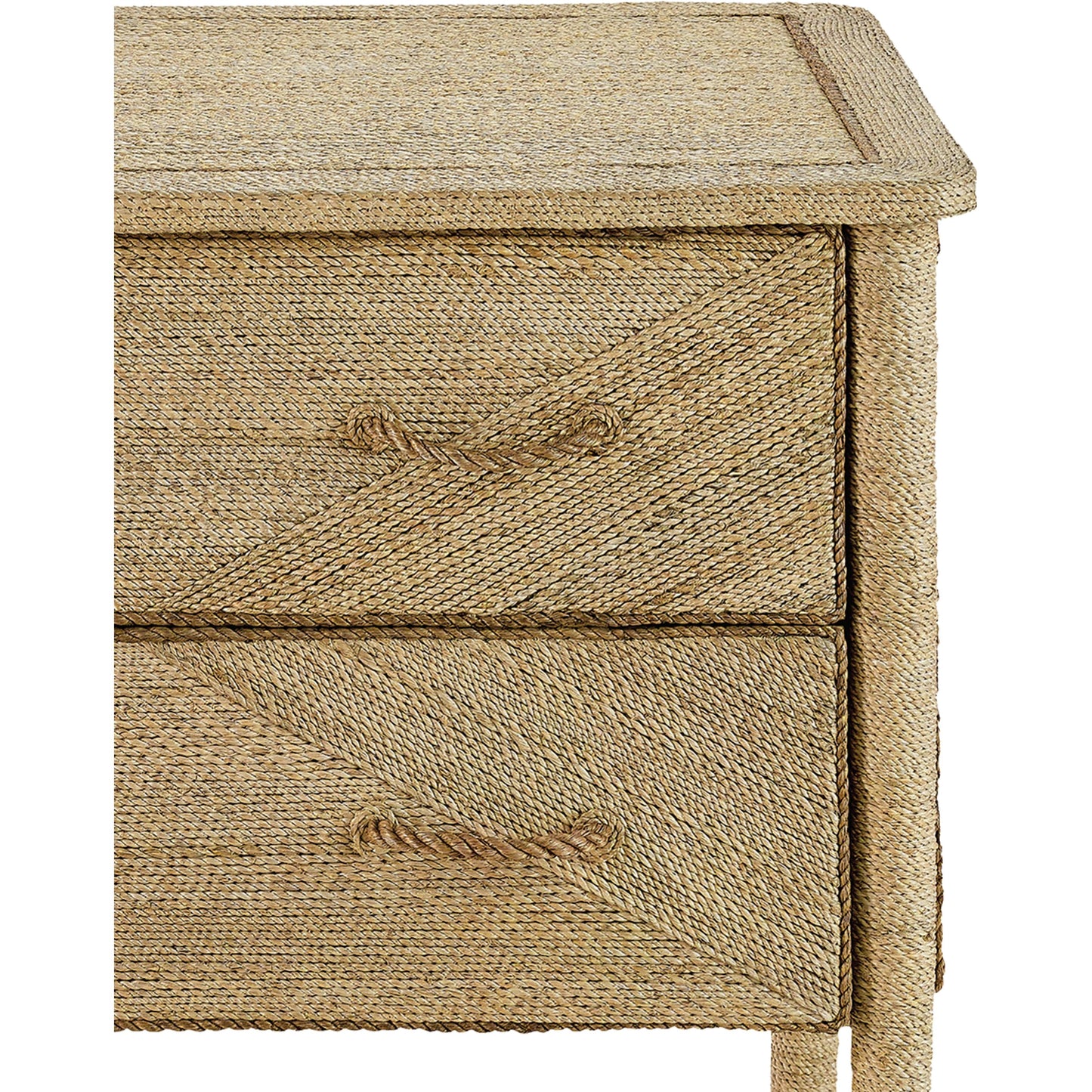 016 S-222745 | Closeup | Kaipo Chest by Currey and Company. Made from abaca rope, wood in a coastal style.