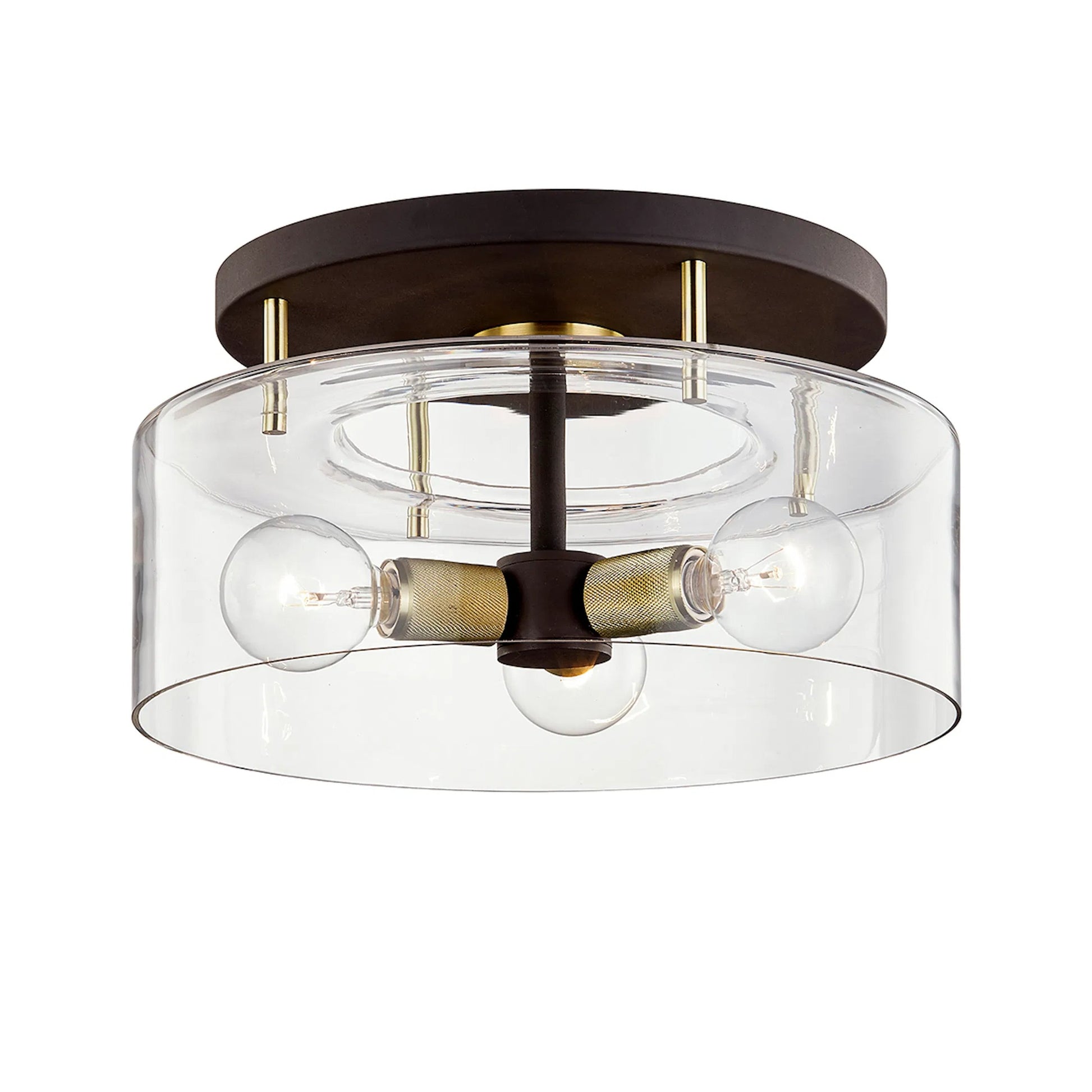 Bergamot Station Semi Flush by Troy. Made from hand worked iron in a cottage & farmhouse style.