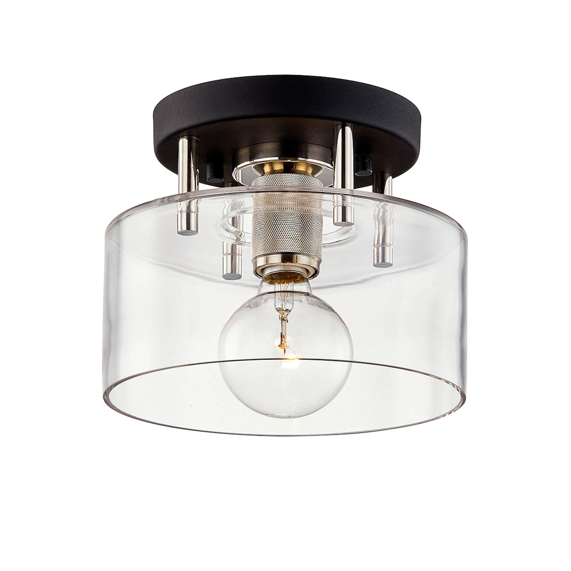 Bergamot Station Semi Flush by Troy. Made from hand worked iron in a cottage & farmhouse style.