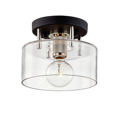 Bergamot Station Semi Flush by Troy. Made from hand worked iron in a cottage & farmhouse style.