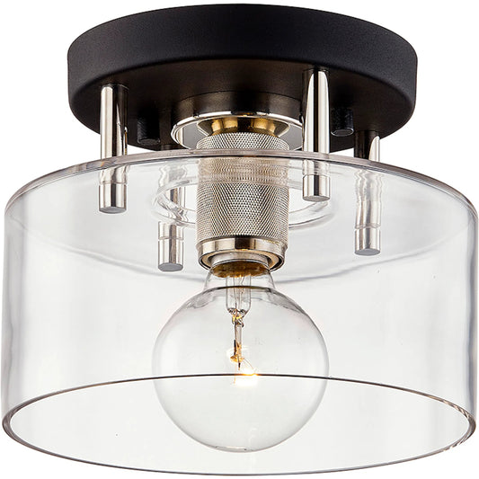 Bergamot Station Semi Flush by Troy. Made from hand worked iron in a unique style.