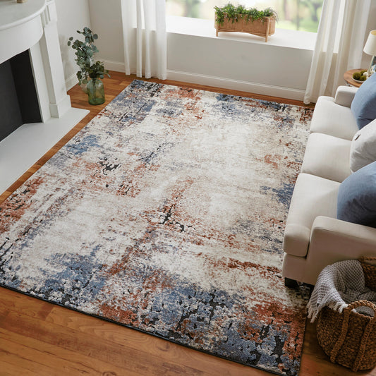 Gilmore Rug - 39MNF by Feizy in ivory, blue, taupe. Made from polypropylene in a unique style.