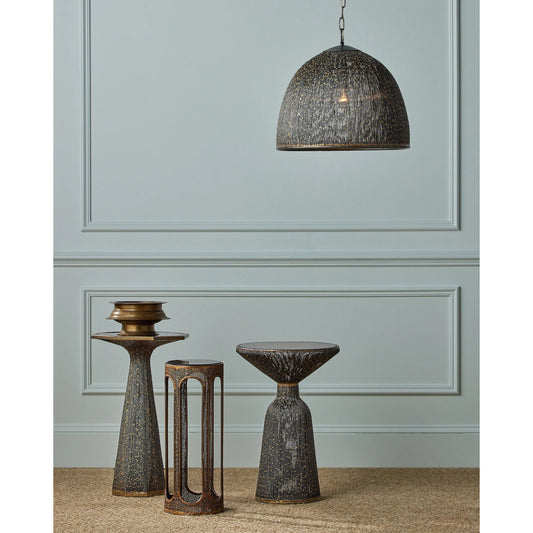 Eduardo Pendant by Currey and Company in natural iron, brass. Made from metal, brass in a modern style.