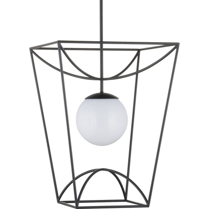 Rochefort Lantern by Currey and Company in black, white. Made from metal, glass in a modern style.