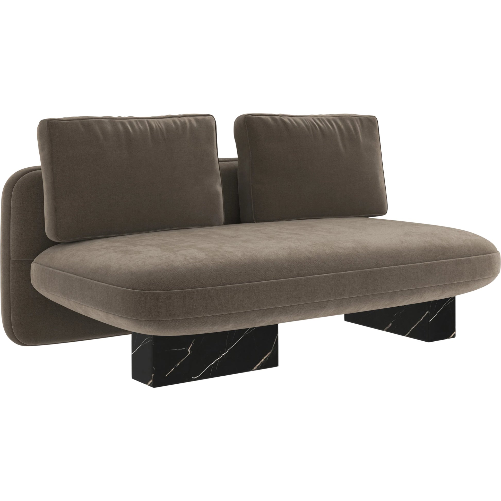 Overlap Armless Loveseat by Caracole in whisper of gold. Made from stone in a transitional style.