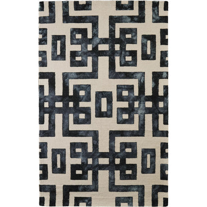 Lorrain Geometric Rug - 8568F by Feizy in ivory, black. Made from wool in a unique style.