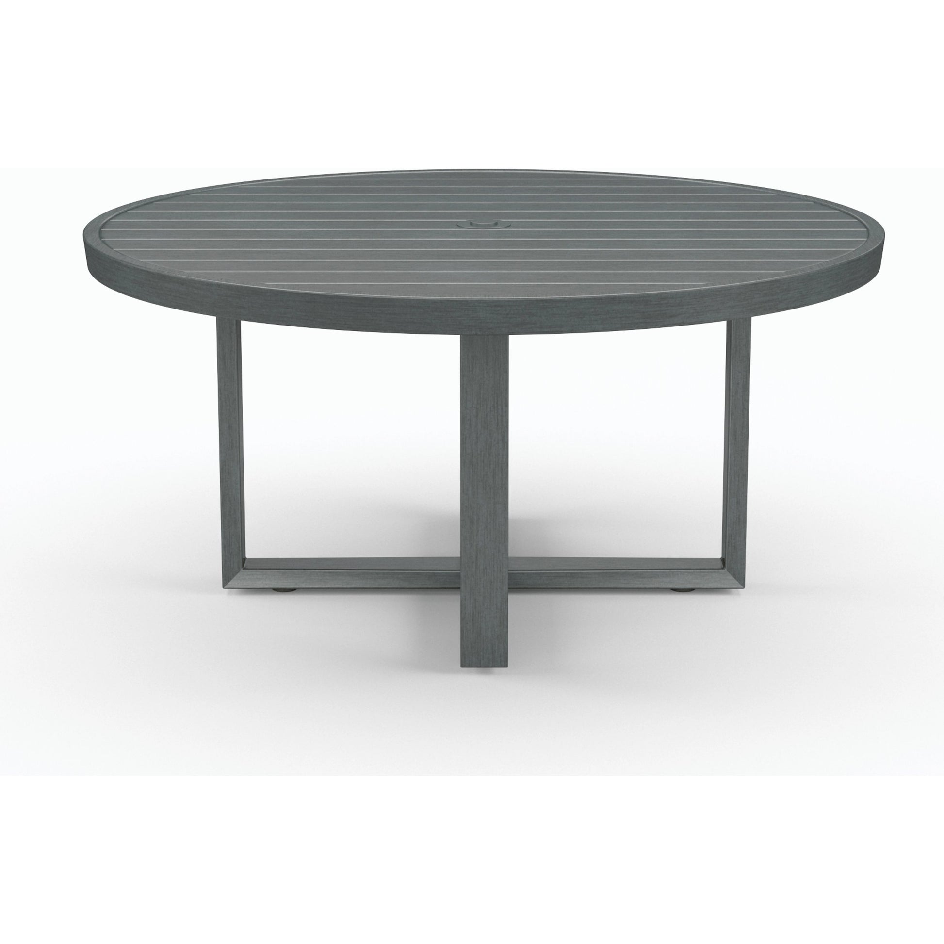 Redondo Outdoor 60" Round Dining Table by Sunset West in slate. Made from aluminum in a modern style.