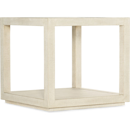Cascade Side Table by Hooker Furniture in pebble beach. Made from burlap, metal inlay in a cottage & farmhouse style.