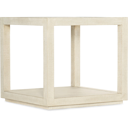 Cascade End Table by Hooker Furniture in pebble beach. Made from burlap, metal inlay in a cottage & farmhouse style.