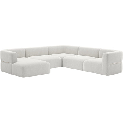Rhythm Chaise L Sectional by Caracole in ivory and neutral metallic. Made from metal in a transitional style.