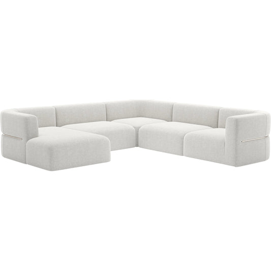 Rhythm Chaise L Sectional by Caracole in ivory and neutral metallic. Made from metal in a transitional style.