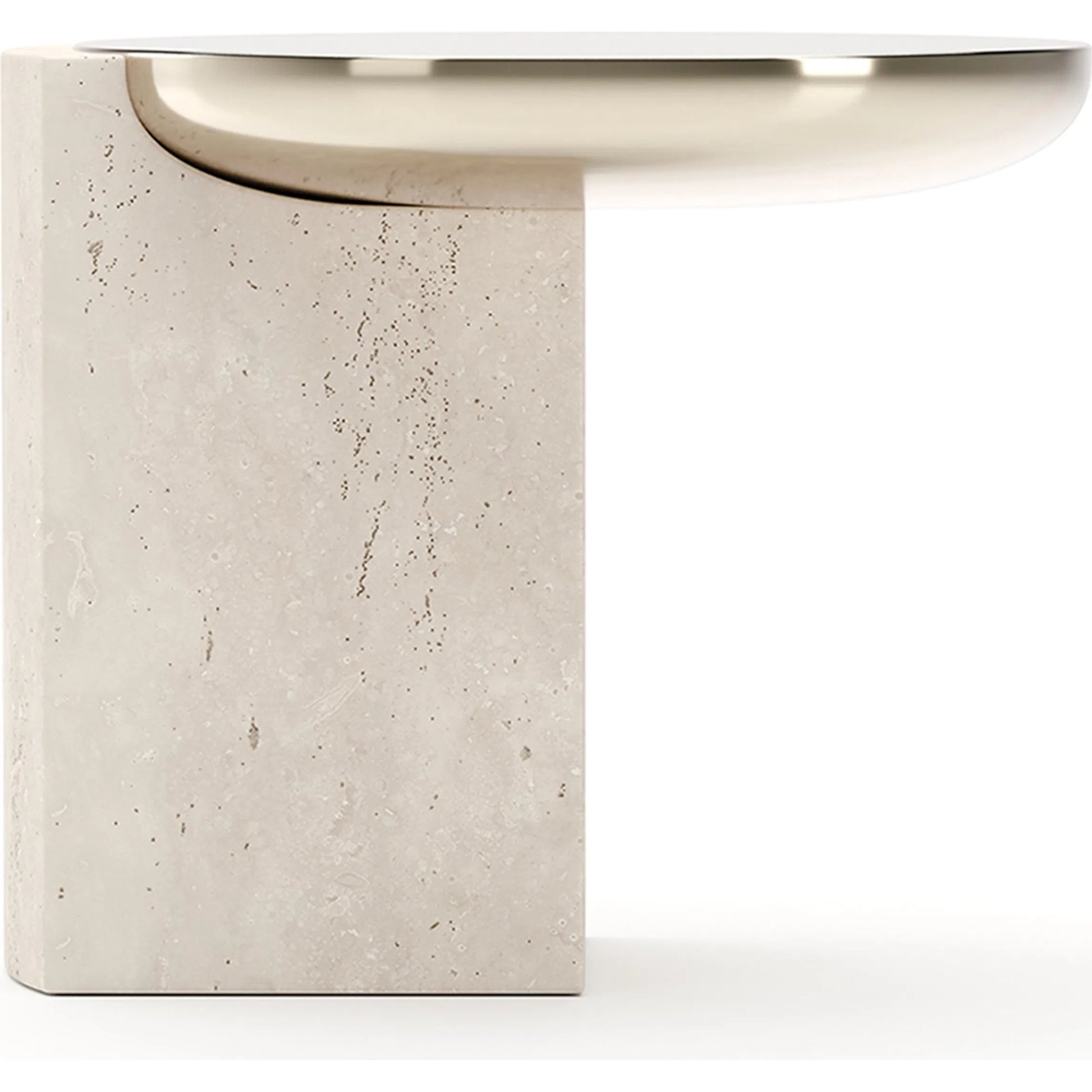 Overlap Round Side Table by Caracole in whisper of gold. Made from stone in a modern style.