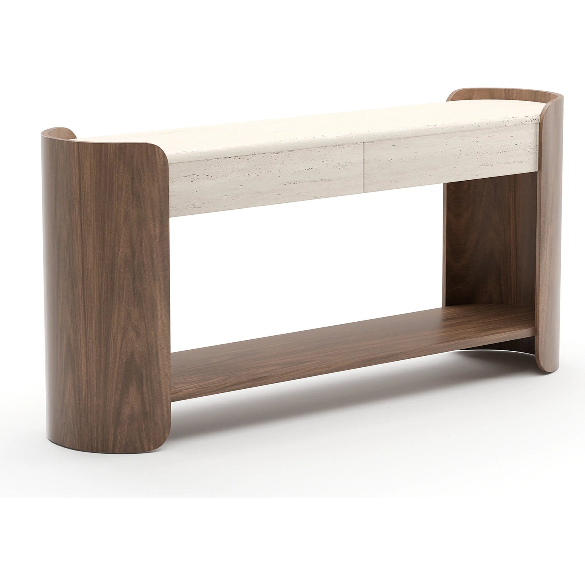 Fleur Console Table by Caracole in porcini. Made from stone in a transitional style.