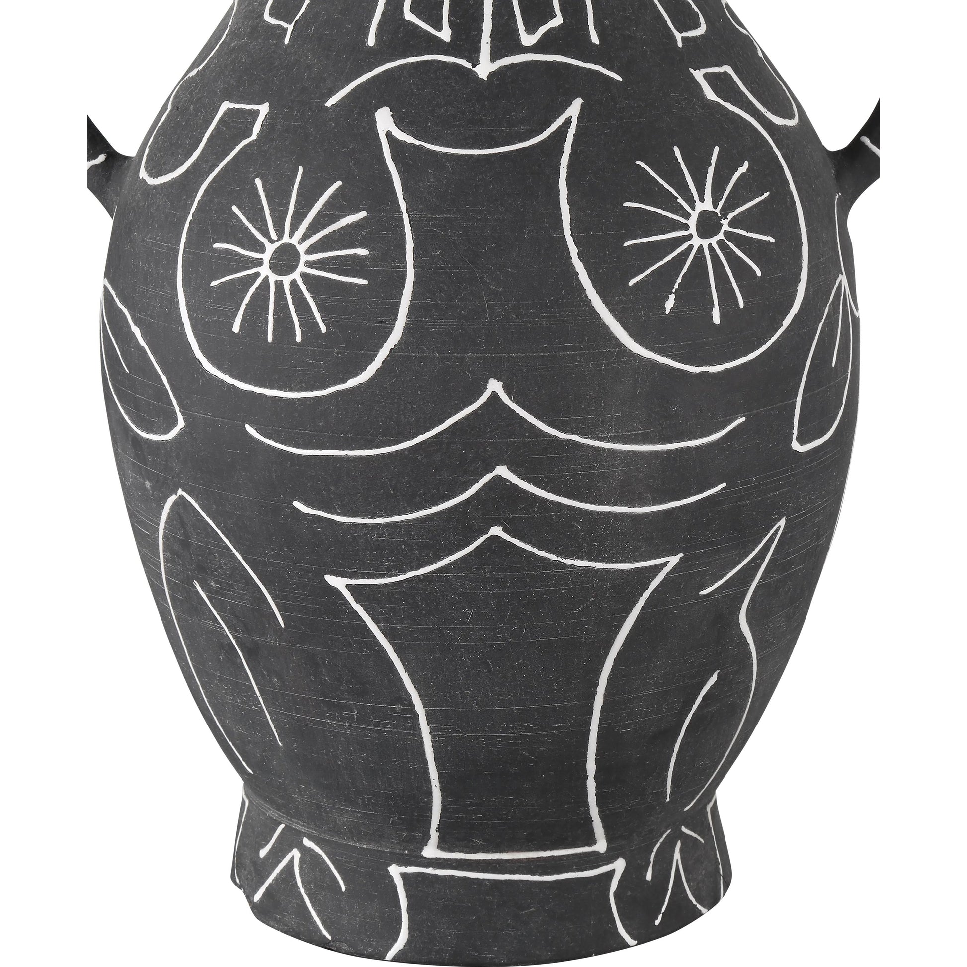 Saint-Paul-De-Vence Vase by Currey and Company in black, white. Made from terracotta in a modern style.