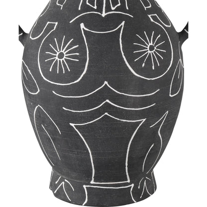 Saint-Paul-De-Vence Vase by Currey and Company in black, white. Made from terracotta in a modern style.