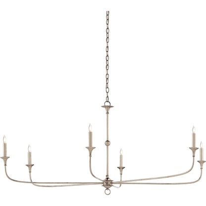 Nottaway Chandelier by Currey and Company. Made from wrought iron in a modern style.