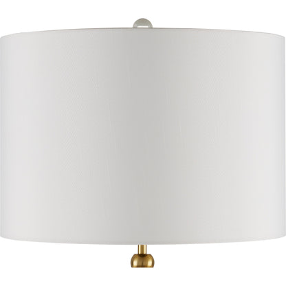 Waterfall Table Lamp by Currey and Company in clear, natural, brass. Made from optic crystal, marble, metal in a modern style.