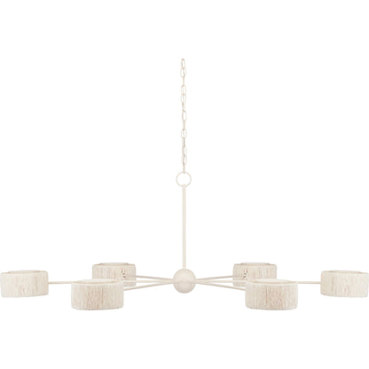 Monreale Chandelier by Currey and Company in white. Made from wrought iron, paper twine in a modern style.