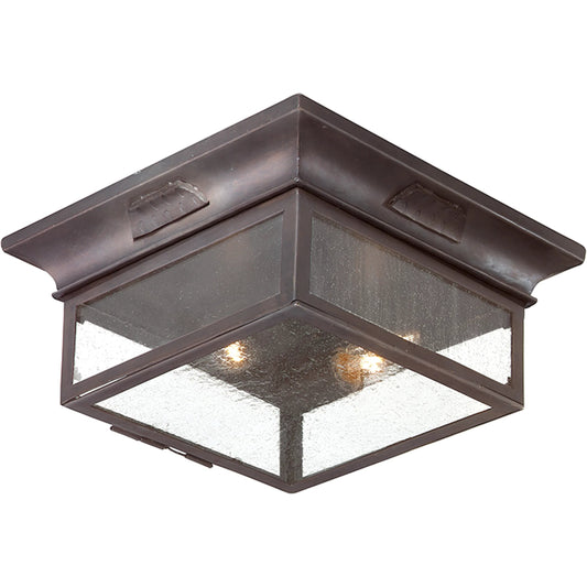 Newton Flush Mount by Troy in soft off black. Made from hand forged iron in a unique style.