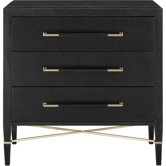 Verona Chest by Currey and Company in black, champagne. Made from solid wood, engineered hardwood in a modern style.