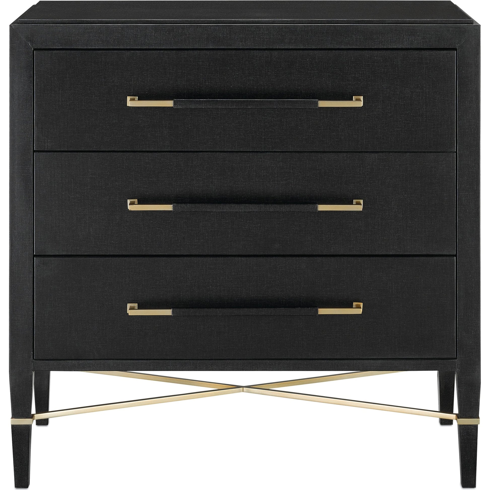 Verona Chest by Currey and Company in black, champagne. Made from solid wood, engineered hardwood in a modern style.
