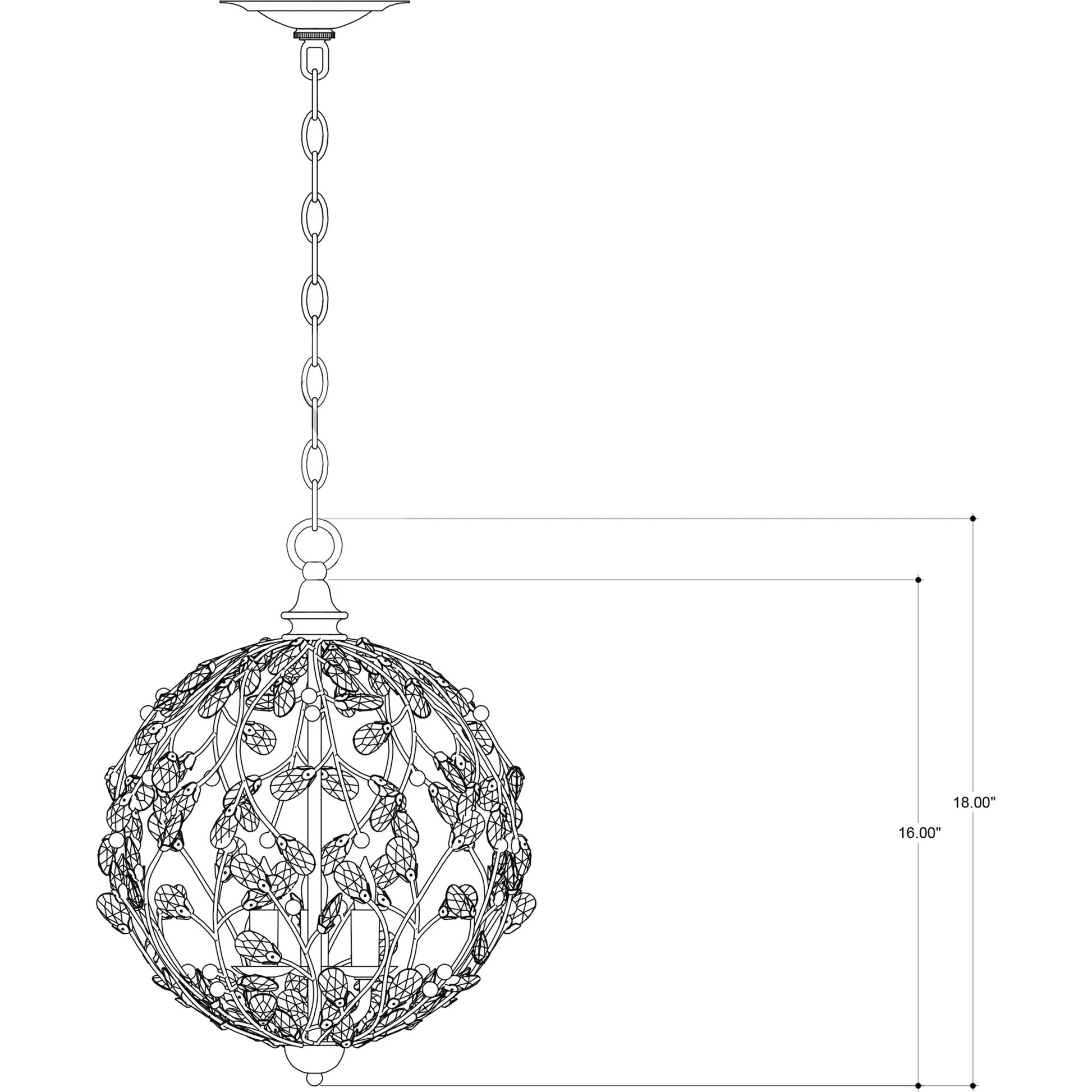 Crystal Bud Sphere Chandelier by Currey and Company. Made from wrought iron, crystal in a traditional style.