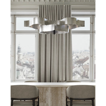 Grand Lotus Oval Chandelier by Currey and Company. Made from wrought iron in a modern style.