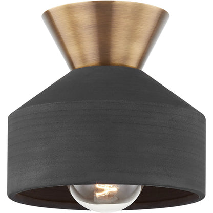 Covina Flush Mount by Troy in patina brass. Made from ceramic in a modern style.