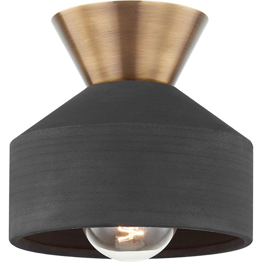 Covina Flush Mount by Troy in patina brass. Made from ceramic in a modern style.